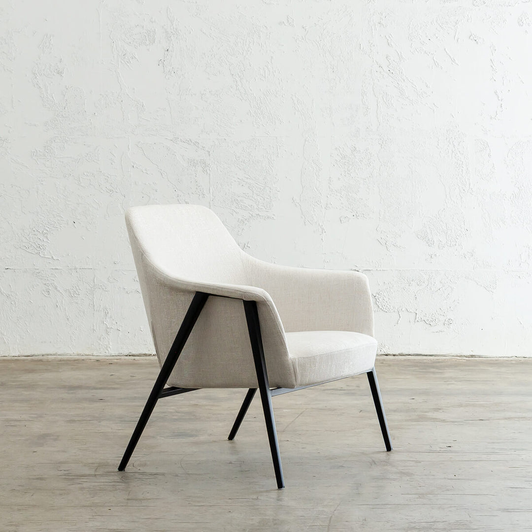 MARCUS ARM CHAIR  |  CASPER WHITE  |  MODERN OCCASIONAL CHAIR  | LOUNGE CHAIR ANGLE VIEW