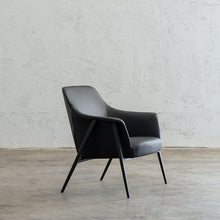 MARCUS ARM CHAIR  |  NOIR BLACK VEGAN LEATHER  |  MODERN OCCASIONAL CHAIR  | LOUNGE CHAIR ANGLE VIEW