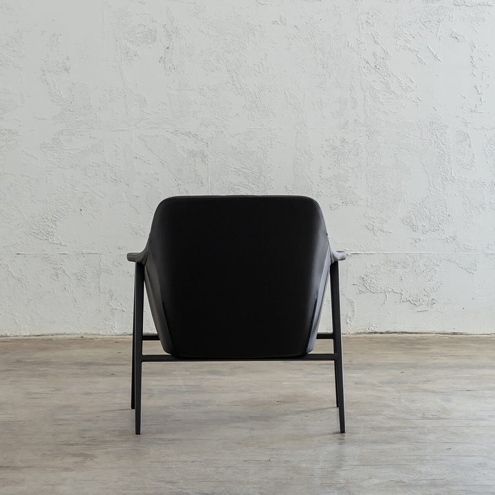 MARCUS ARM CHAIR  |  NOIR BLACK VEGAN LEATHER  |  MODERN OCCASIONAL CHAIR  | LOUNGE CHAIR BACK VIEW