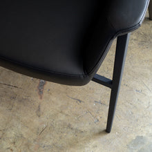 MARCUS ARM CHAIR  |  NOIR BLACK VEGAN LEATHER  |  MODERN OCCASIONAL CHAIR  | LOUNGE CHAIR CLOSE UP