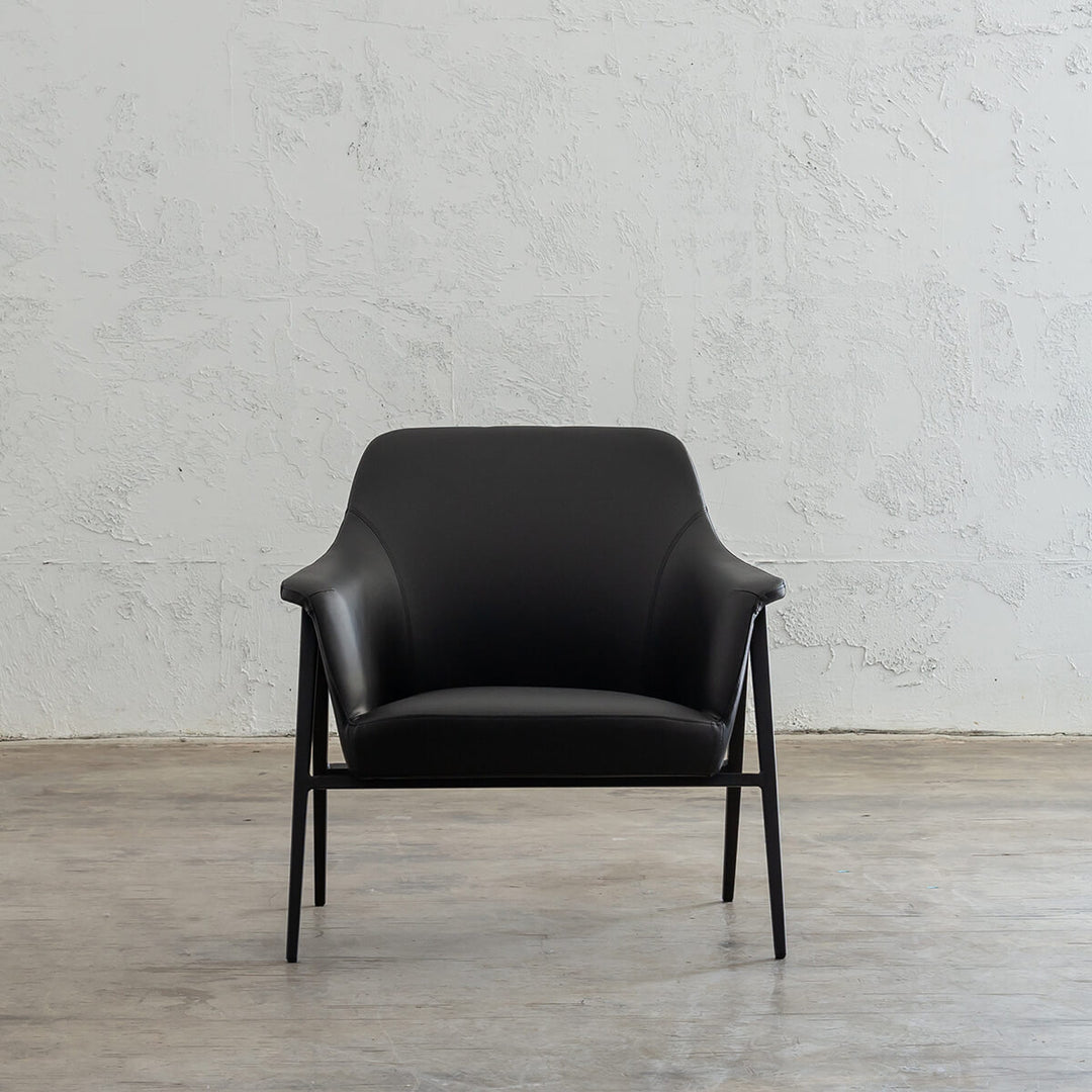 MARCUS ARM CHAIR  |  NOIR BLACK VEGAN LEATHER  |  MODERN OCCASIONAL CHAIR  | LOUNGE CHAIR