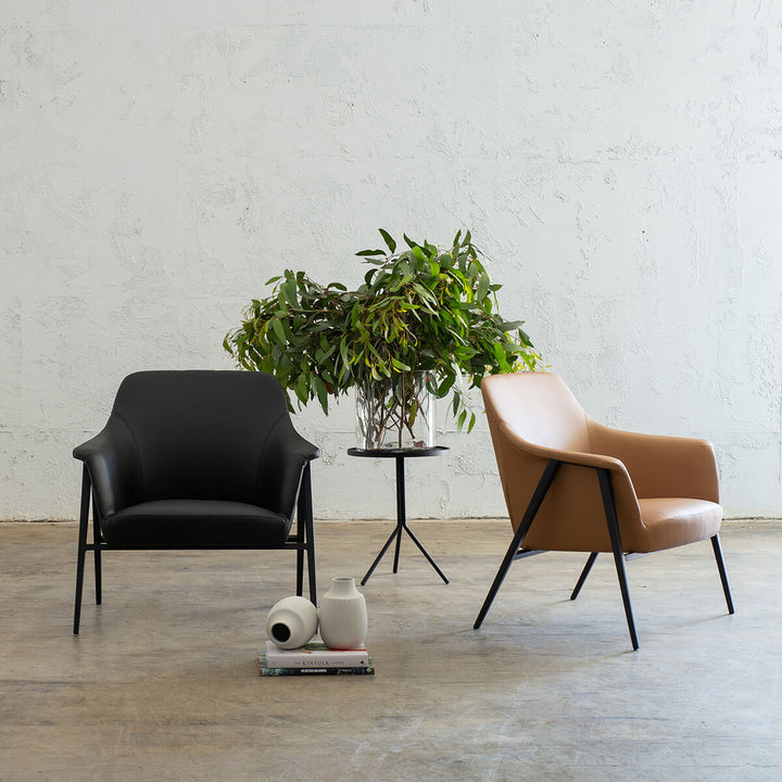 MARCUS ARM CHAIR  |  NOIR BLACK VEGAN LEATHER  |  MODERN OCCASIONAL CHAIR  | LOUNGE CHAIR