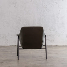MARCUS ARM CHAIR   |  GREEN SMOKE OLIVE VEGAN LEATHER REAR VIEW