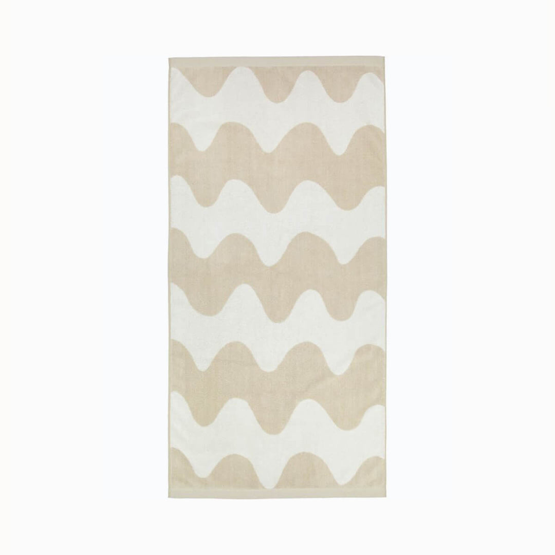 MARIMEKKO  |  LOKKI BATH TOWEL  |  70 X 140CM  |  BEIGE + WHITE