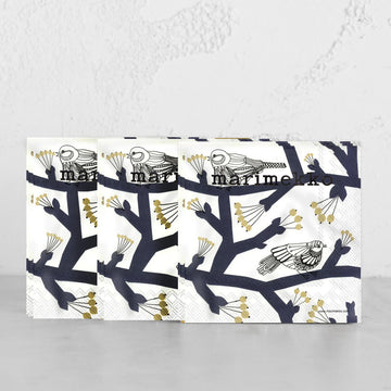 MARIMEKKO  |  PAKKANEN BIRD PAPER NAPKIN BUNDLE  |  DEEP BLUE