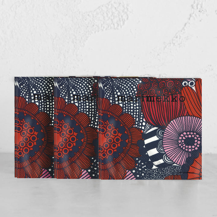 MARIMEKKO  |  SIIRTOLAPUUTARHA PAPER NAPKIN BUNDLE  |  NAVY + RED