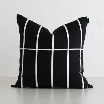 MARIMEKKO | TIILISKIVI CUSHION | BLACK + WHITE STRIPE