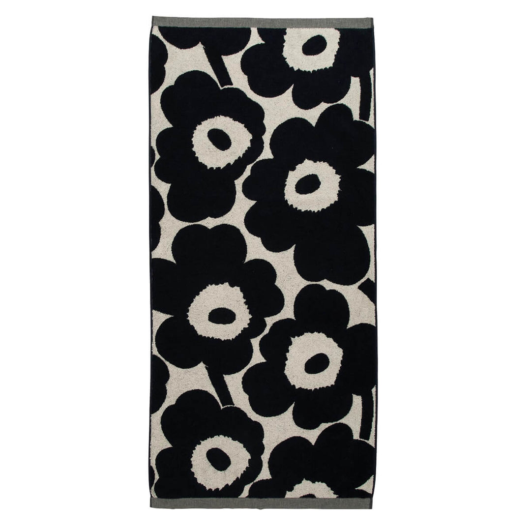 MARIMEKKO  |  UNIKKO  COTTON + LINEN BATH TOWEL  |  70 x 150CM  |  DARK BLUE FULL VIEW