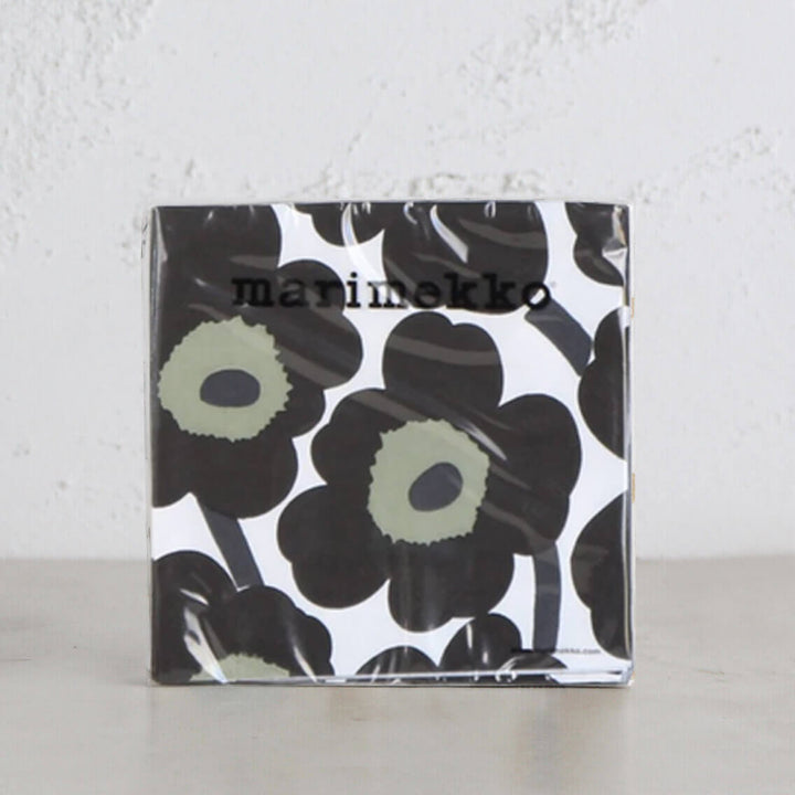 MARIMEKKO  |  UNIKKO PAPER NAPKINS  |  WHITE + BLACK + OLIVE  |  LUNCH SERVIETTES