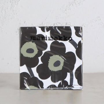 MARIMEKKO  |  UNIKKO PAPER NAPKINS  |  WHITE + BLACK + OLIVE  |  LUNCH SERVIETTES