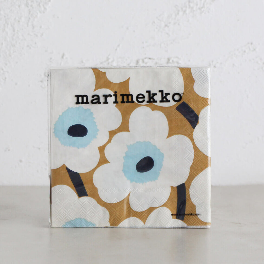 MARIMEKKO  |  UNIKKO PAPER NAPKINS  | GOLD + CREAM + BLUE