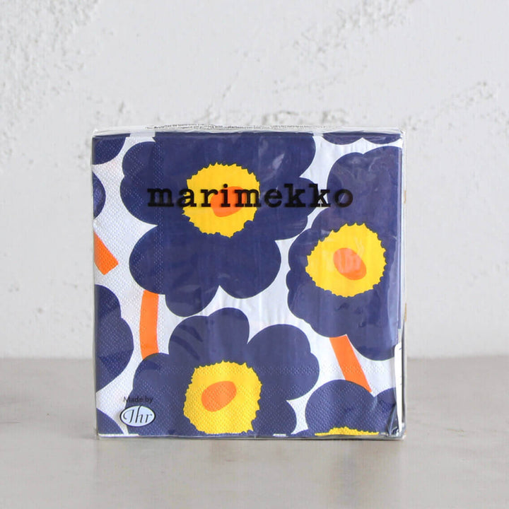 MARIMEKKO  |  UNIKKO PAPER NAPKINS  | NAVY + YELLOW + ORANGE  |  PAPER SERVIETTES