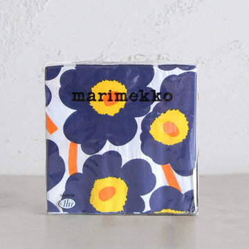 MARIMEKKO  |  UNIKKO PAPER NAPKINS  | NAVY + YELLOW + ORANGE  |  PAPER SERVIETTES