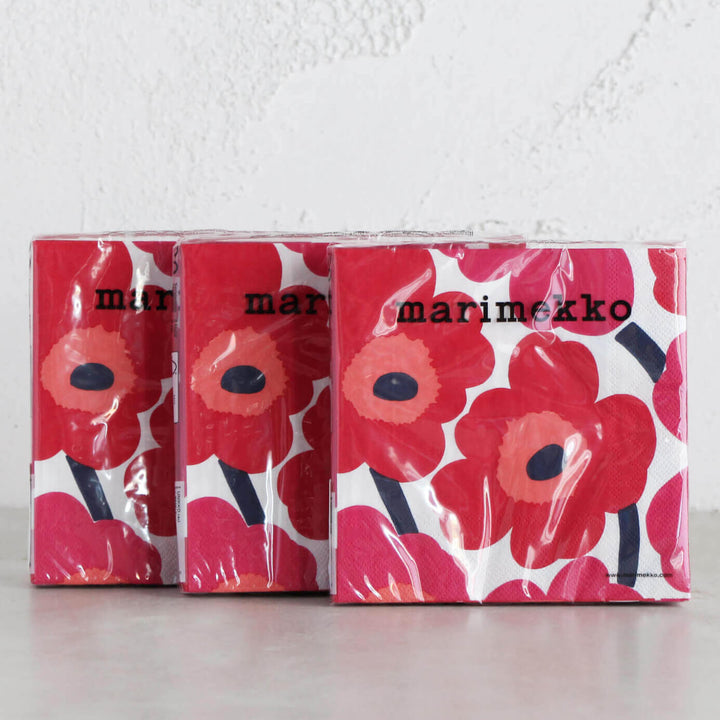 MARIMEKKO  |  UNIKKO NAPKIN BUNDLE  | RED + ORANGE + PINK  |  PAPER SERVIETTES
