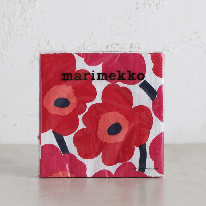MARIMEKKO  |  UNIKKO NAPKIN  | RED + ORANGE + PINK  |  PAPER SERVIETTES