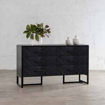 MAXIM HERRINGBONE CHEST OF DRAWERS  |  BLACK