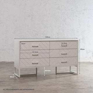 MAXIM HERRINGBONE CHEST OF DRAWERS  |  WHITE  |  MEASUREMENTS