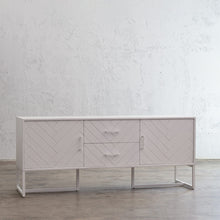MAXIM PARQUETRY HERRINGBONE SIDEBOARD CONSOLE CABINET  |  WHITE TIMBER