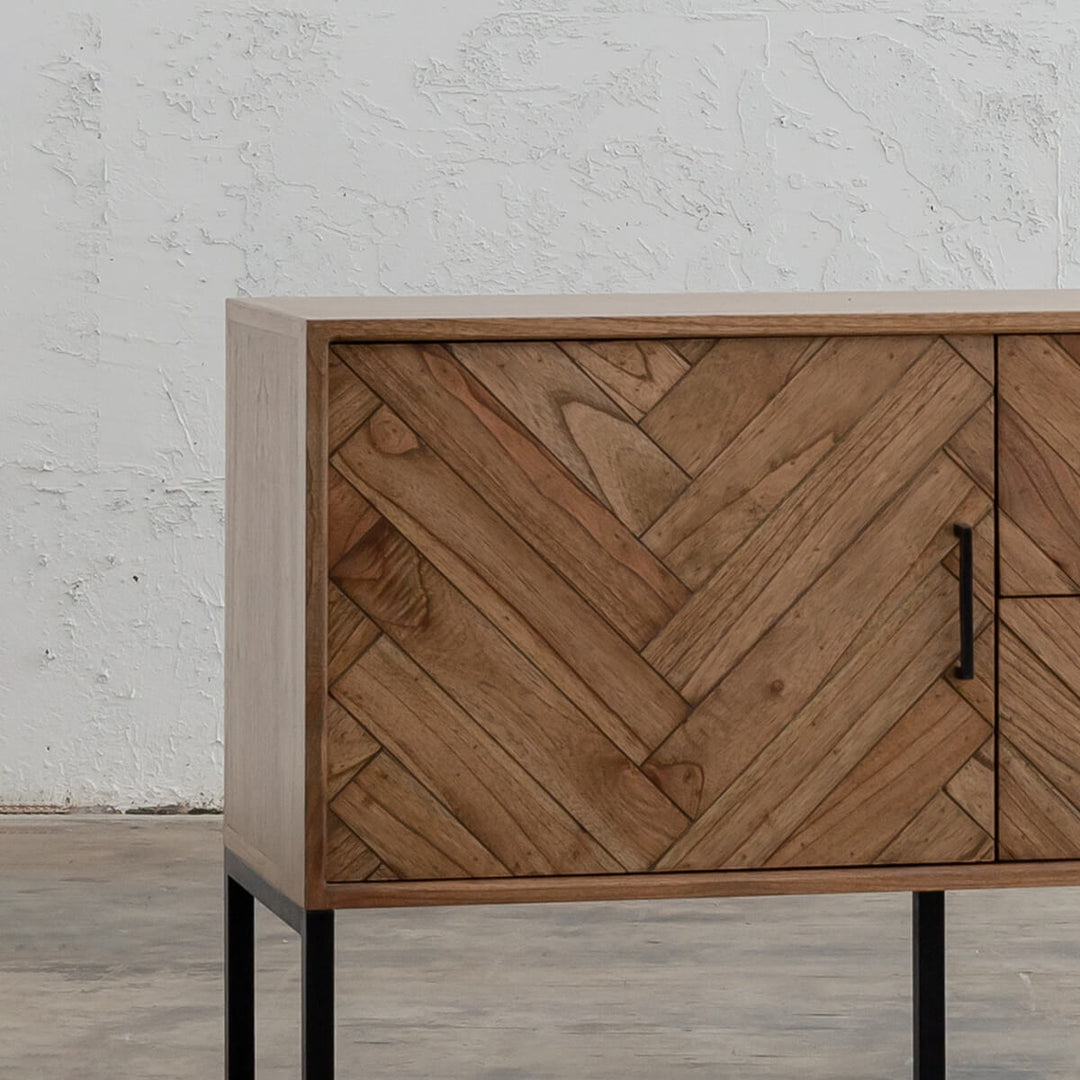 PRE ORDER | MAXIM PARQUETRY HERRINGBONE SIDEBOARD CONSOLE  | CLOSE UP