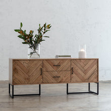 MAXIM PARQUET HERRINGBONE TIMBER SIDEBOARD CONSOLE  |  MID CENTURY TIMBER FURNITURE COLLECTION