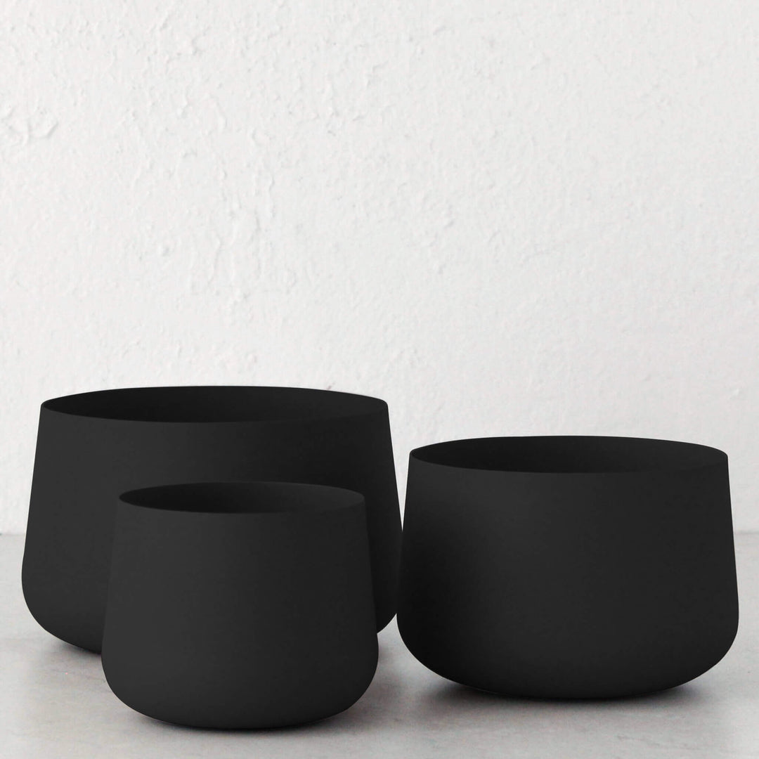 MONA TRIO OF POTS  |  BLACK  |  SET OF 3