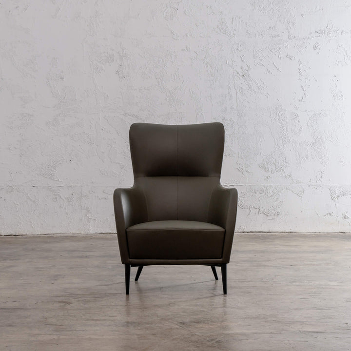 NEIMAN ARM CHAIR  |  GREEN SMOKE OLIVE VEGAN LEATHER