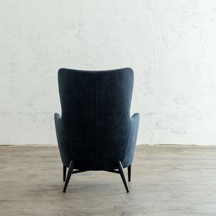 NEIMAN ARM CHAIR  |  BALTIC BLUE  |  MODERN OCCASIONAL CHAIR  | LOUNGE CHAIR BACK VIEW