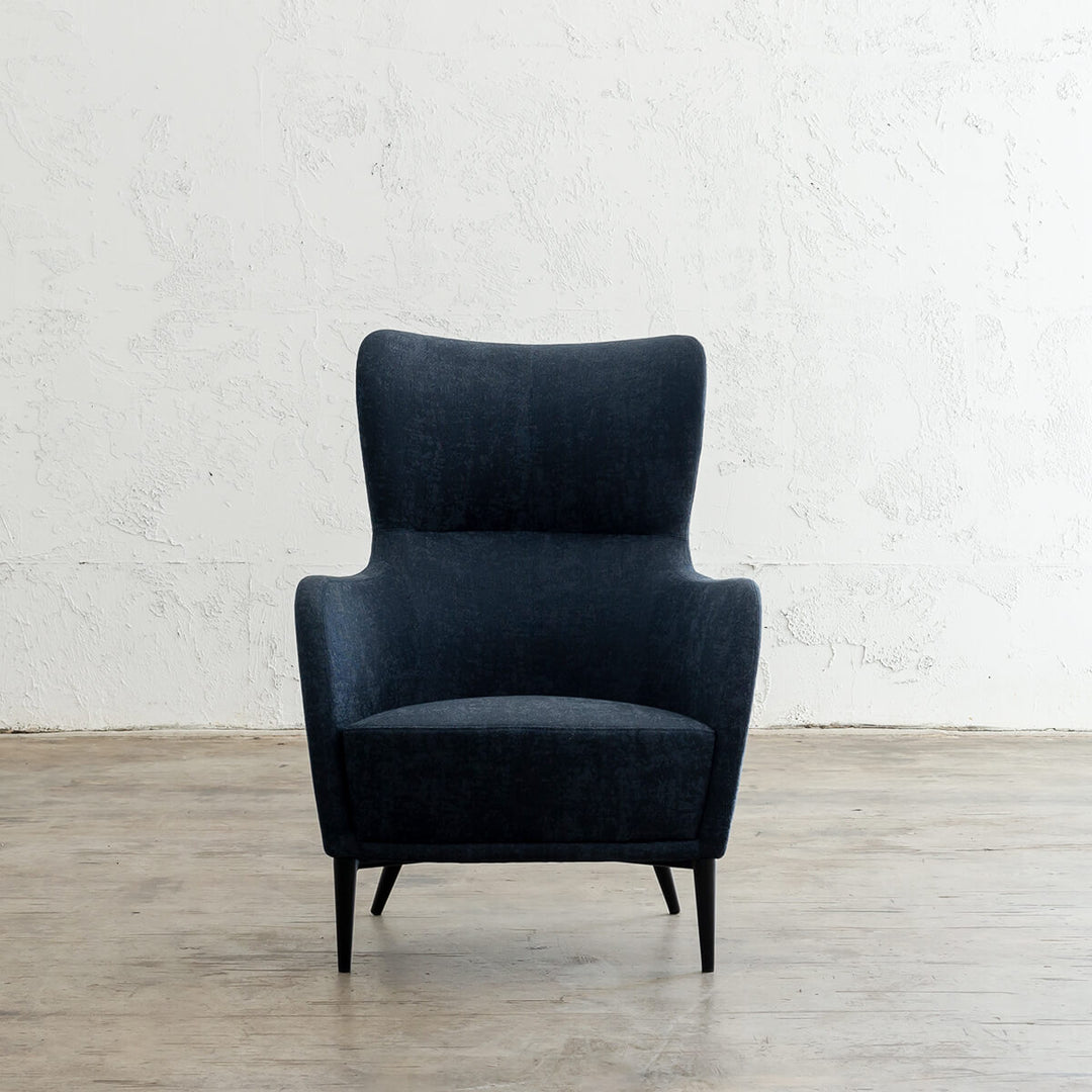 NEIMAN ARM CHAIR  |  BALTIC BLUE  |  MODERN OCCASIONAL CHAIR  | LOUNGE CHAIR FRONT VIEW