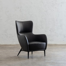NEIMAN ARM CHAIR  |  NOIR BLACK VEGAN LEATHER  |  MODERN OCCASIONAL CHAIR  | LOUNGE CHAIR ANGLE VIEW