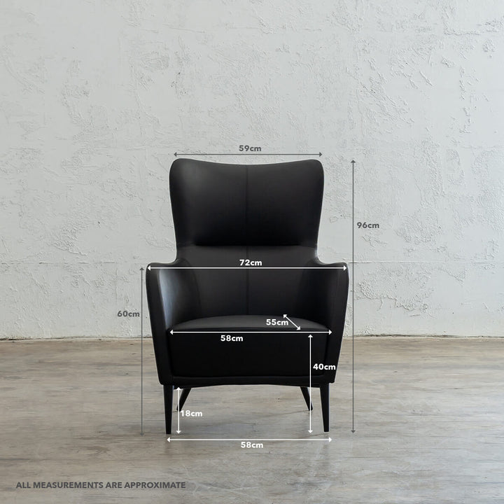 NEIMAN ARM CHAIR  |  VEGAN LEATHER NOIR BLACK