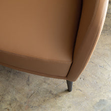 NEIMAN ARM CHAIR  |  SADDLE TAN VEGAN LEATHER  |  MODERN OCCASIONAL CHAIR  | LOUNGE CHAIR CLOSE UP