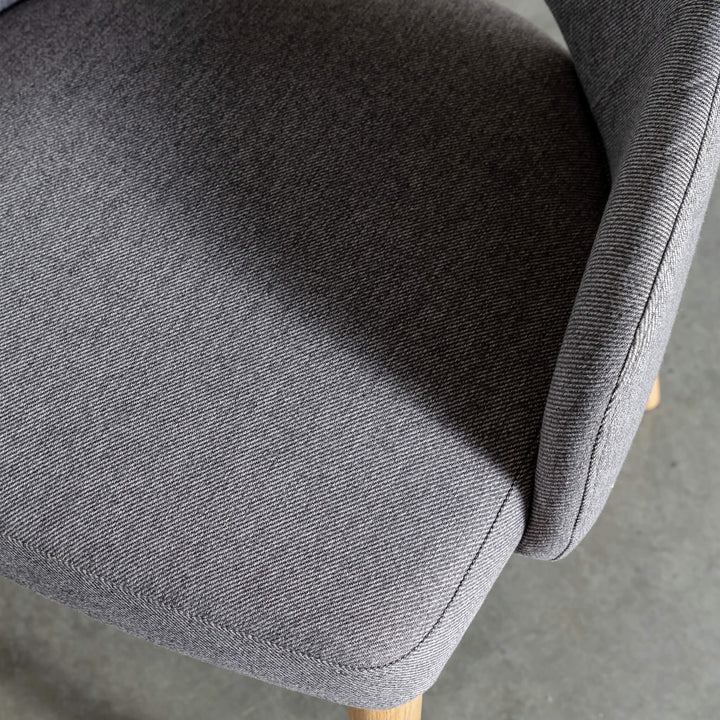 OCTOVA CLASSIC DINING CHAIR | DARK GREY TWILL + TEAK  |  CLOSE UP