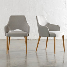 OCTOVA CLASSIC DINING CHAIR | LIGHT GREY TWILL + TEAK  |  FRONT + ANGLE
