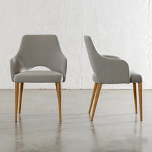 OCTOVA CLASSIC DINING CHAIR | LIGHT GREY TWILL + TEAK  |  FRONT + SIDE