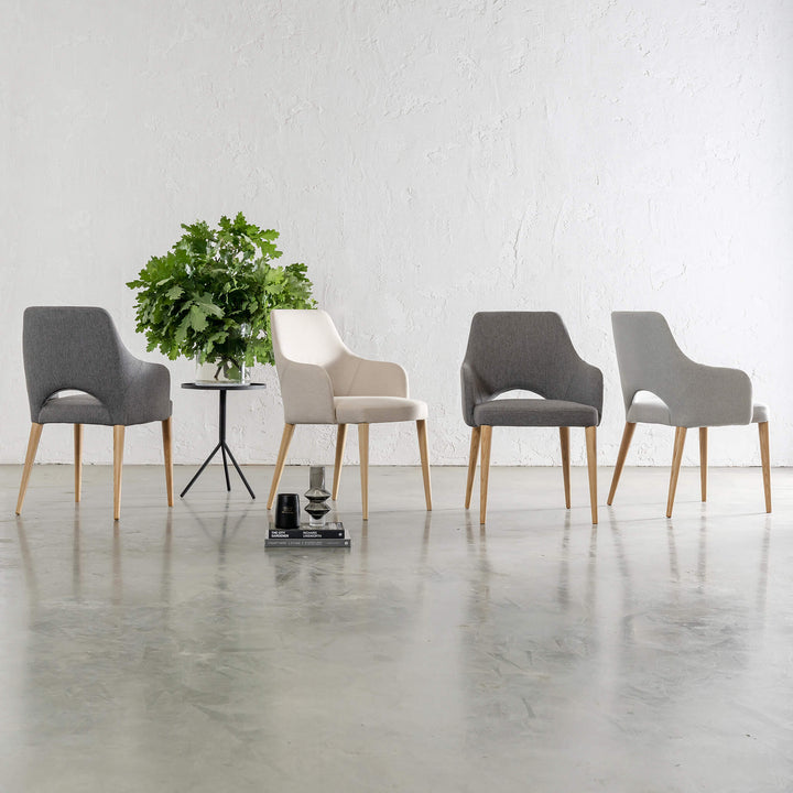 OCTOVA CLASSIC DINING CHAIR | DESERT SAND TWILL + TEAK  |  STYLED RANGE