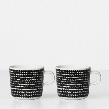 MARIMEKKO  |  OIVA SIIRTOLAPUUTARHA COFFEE MUG 2DL  |  BLACK  |  SET OF 2