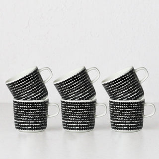 MARIMEKKO  |  OIVA SIIRTOLAPUUTARHA COFFEE MUG 2DL  |  BLACK  |  SET OF 6