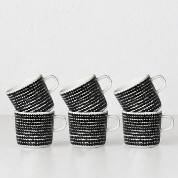 MARIMEKKO  |  OIVA SIIRTOLAPUUTARHA COFFEE MUG 2DL  |  BLACK  |  SET OF 6