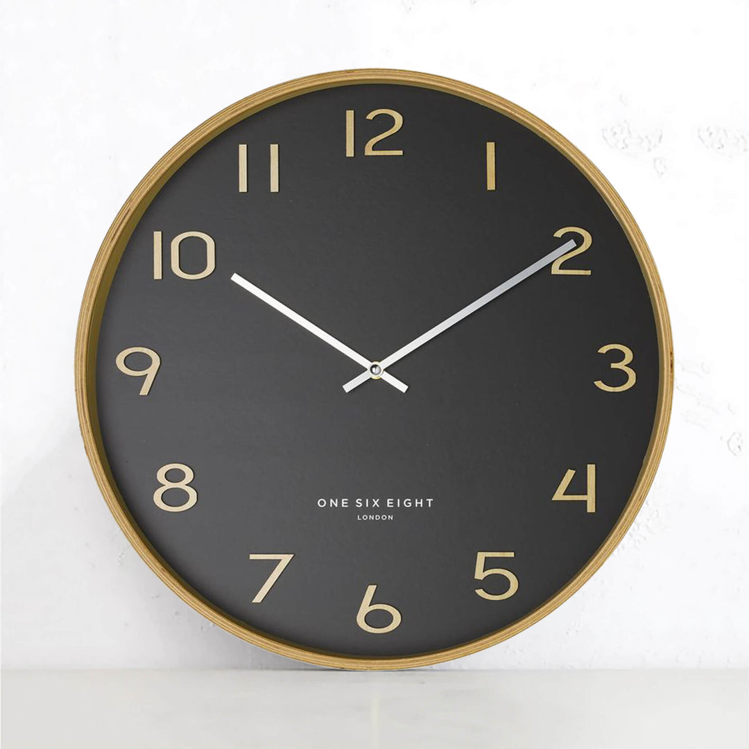 ONE SIX EIGHT LONDON  |  WALLACE SILENT WALL CLOCK  |  BLACK  |  41CM