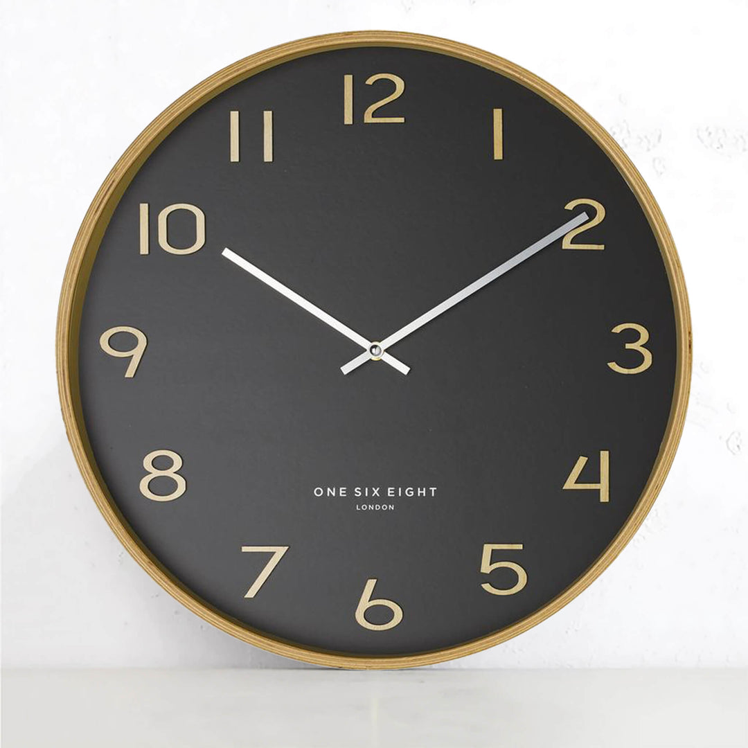 ONE SIX EIGHT LONDON  |  WALLACE SILENT WALL CLOCK  |  BLACK  |  53CM