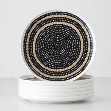MARIMEKKO  |  OIVA SIIRTO PLATE 25CM BUNDLE X6  |  BLACK + BEIGE SPOT  |  LTD EDITION