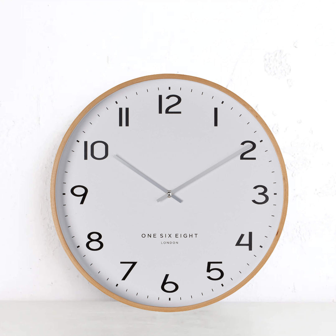 ONE SIX EIGHT LONDON | OLIVIA SILENT WALL CLOCK | WHITE + WOOD 41CM