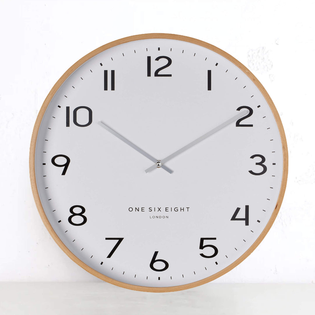 ONE SIX EIGHT LONDON | OLIVIA SILENT WALL CLOCK | WHITE + WOOD 53CM