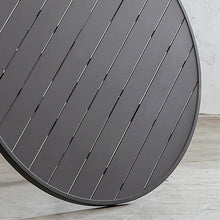 PRE ORDER  |  PALOMA OUTDOOR SLATTED DINING TABLE   |  ANTHRACITE ALUMINIUM  |  ROUND DETAIL