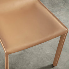 PARSONS MID CENTURY VEGAN LEATHER DINING CHAIR | SADDLE TAN  |  CLOSE-UP