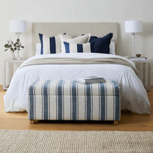 RILEY PATCH CUSHION COLLECTION  |  NAVY + LINEN STRIPE