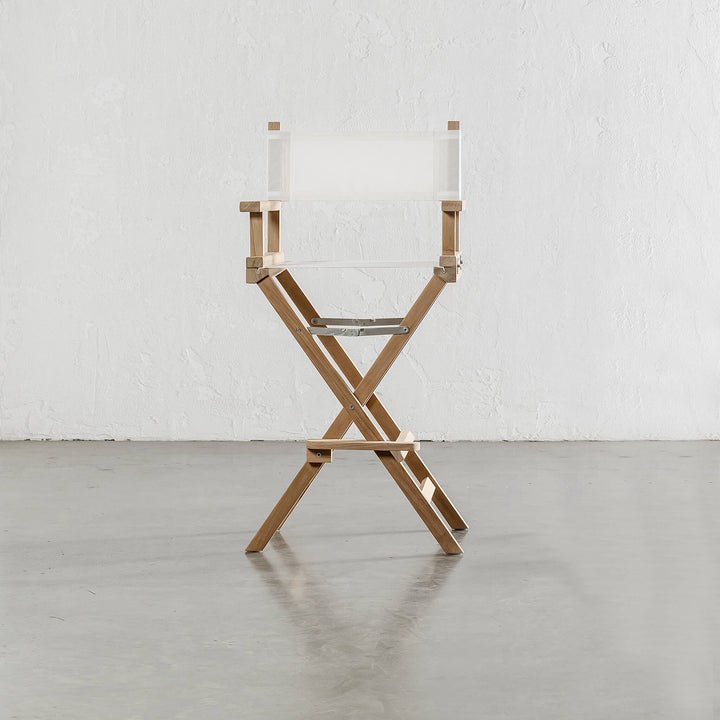 RODDA TEAK DIRECTORS BAR CHAIR  |  TEAK FRAME  |  WHITE