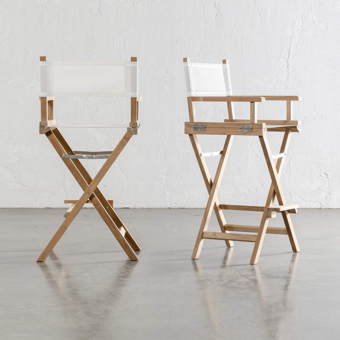 RODDA TEAK DIRECTORS BAR CHAIR  |  TEAK FRAME  |  WHITE