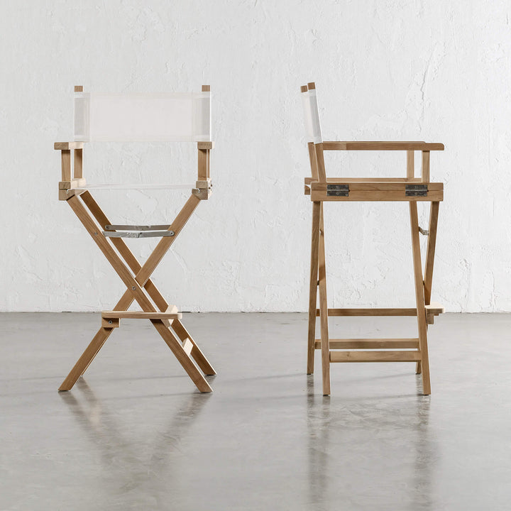 RODDA TEAK DIRECTORS BAR CHAIR  |  TEAK FRAME  |  WHITE