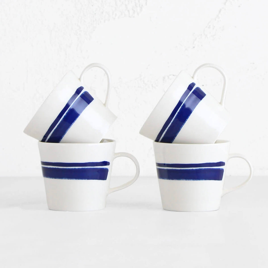 ROYAL DOULTON  | MUG  |  BLUE BRUSH ON WHITE SET OF 4